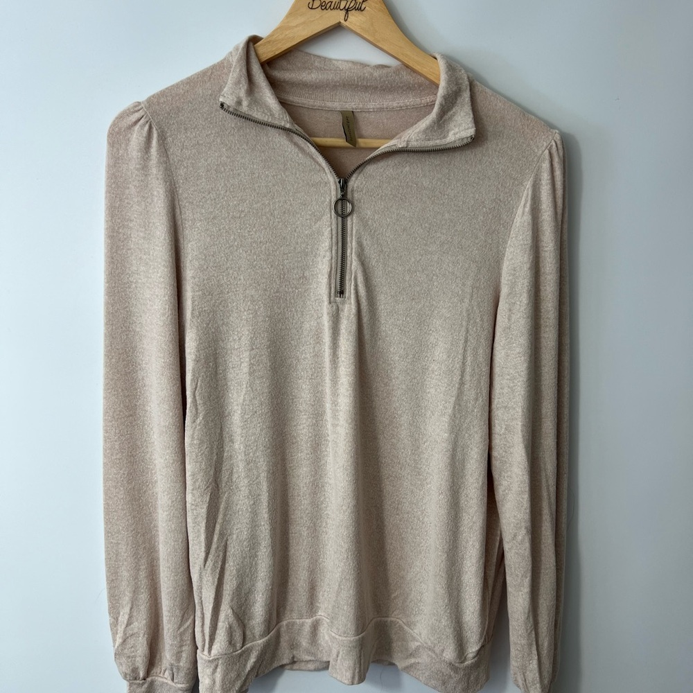 Soya Concept Beige Quarter-Zip Sweater